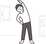 背筋を伸ばしてストレッチをする人